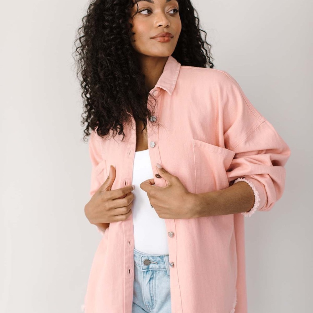 The Post - Dani Lightweight Shacket - Peach/pink - Medium